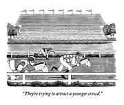  Men Race On Toy Horses Drawing by Benjamin Schwartz
