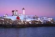  Nubble Light Under A Pastel Winter Sky Photograph by Jeff Sinon
