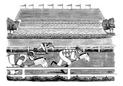  Men Race On Toy Horses #1 Drawing by Benjamin Schwartz