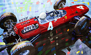 1965 British Grand Prix Silverstone  Lorenzo Bandini Ferrari 158 Mixed Media by Yuriy Shevchuk
