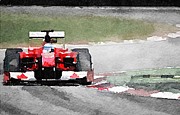 Ferrari F1 Race Watercolor #1 Painting by Naxart Studio