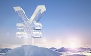 Frozen Yen Sign On Top Of Mountain Peak #1 Photograph by Ikon Ikon Images