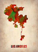 Los Angeles Watercolor Map #1 Painting by Naxart Studio