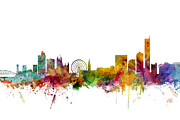 Manchester England Skyline #1 Digital Art by Michael Tompsett