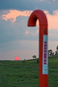 Natural Gas Pipeline Marker At Sunset #1 Photograph by Science Photo Library