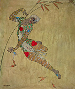 Nijinsky in Le Festin L'Oiseau d'Or Painting by Georges Barbier