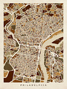 Philadelphia Pennsylvania Street Map #1 Digital Art by Michael Tompsett