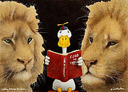 Reading between the lions... Painting by Will Bullas