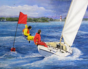 Rounding the Mark #1 Painting by Richard Barone