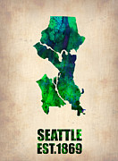 Seattle Watercolor Map #1 Digital Art by Naxart Studio