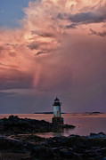 Summer storm squall passes Fort Pickering Lighthouse #1 Photograph by Jeff Folger