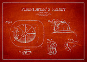 Vintage Firefighter Helmet Patent drawing from 1932 #3 Digital Art by Aged Pixel