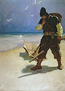 Robinson Crusoe Drawing by N C Wyeth