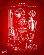 1875 Colt Peacemaker Revolver Patent Red Digital Art by Nikki Marie Smith