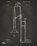 1902 Slide Trombone Patent Artwork - Gray Digital Art by Nikki Marie Smith