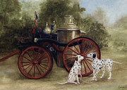 1905 Firehouse Dogs Painting by Stella Violano