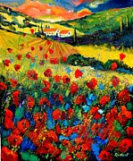Poppies in Tuscany  #4 Painting by Pol Ledent