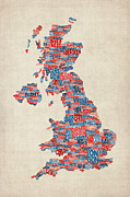 Great Britain UK City Text Map #21 Digital Art by Michael Tompsett