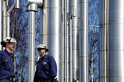 Oil Refinery Workers And Pipework #3 Photograph by Science Photo Library