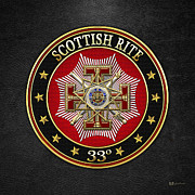 33rd Degree - Inspector General Jewel on Black Leather Digital Art by Serge Averbukh