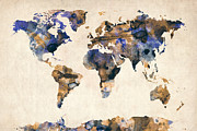 World Map Watercolor #4 Digital Art by Michael Tompsett