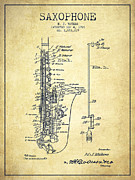 Saxophone Patent Drawing From 1928 #1 Drawing by Aged Pixel