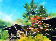 8th Century Sutra Storehouses at Toshodai-ji in Nara Painting by Beverly Claire Kaiya