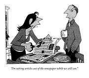 I'm Cutting Articles Out Of The Newspaper Drawing by William Haefeli