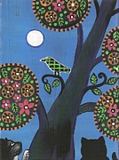 A Crow and Two Cats Painting by Margaryta Yermolayeva