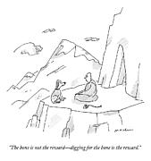 A Dog Speaks To A Guru On Top Of A Mountain Drawing by Michael Maslin