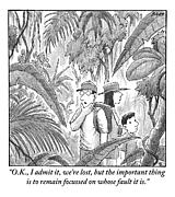 A Family Is Lost In The Depths Of A Jungle Drawing by Harry Bliss