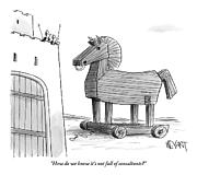 A Large Wooden Horse Drawing by Christopher Weyant