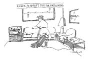 A Man In Tennis Clothes Vacuums With The Vacuum Drawing by Michael Crawford