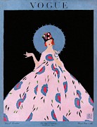 A Vogue Cover Of A Woman Wearing A Floral Dress Photograph by Alice de Warenne Little