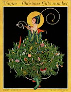 A Woman Dressed As A Christmas Tree Painting by Artist Unknown