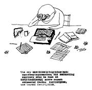 A Writer Relaxes Behind His Typewriter Drawing by Edward Steed
