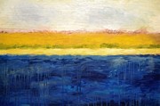 Abstract Dunes with Blue and Gold Painting by Michelle Calkins
