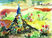 Abstract Peacock Summer Landscape Painting by Ginette Callaway