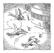 Airplanes On A Runway Match Their Wings Drawing by John O'Brien