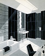 An Illustration Of A Bathroom Digital Art by Urban Weis