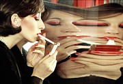 Anjelica Huston Lighting A Cigarette Photograph by Bob Stone