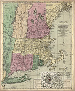 Antique Map of New England by Carington Bowles - circa 1780 Drawing by Blue Monocle