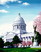 Arkansas Capitol Blossoms Painting by Glenn Pollard