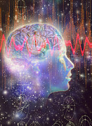 Artwork Of Human Head With Brain & Eeg Brainwaves Photograph by Science Photo Library