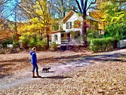 Autumn - Walking the Dog Photograph by Susan Savad Autumn - Walking the Dog Photograph by Susan Savad