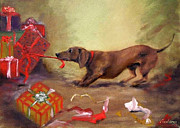 Bad Dog Christmas Painting by Stella Violano
