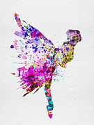 Ballerina on Stage Watercolor 3 Painting by Naxart Studio
