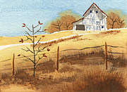 Barn in Autumn Painting by Beverly Claire Kaiya