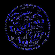 Baseball Terms Typography Blue On Black Digital Art by Andee Design
