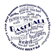 Baseball Terms Typography Blue On White Digital Art by Andee Design